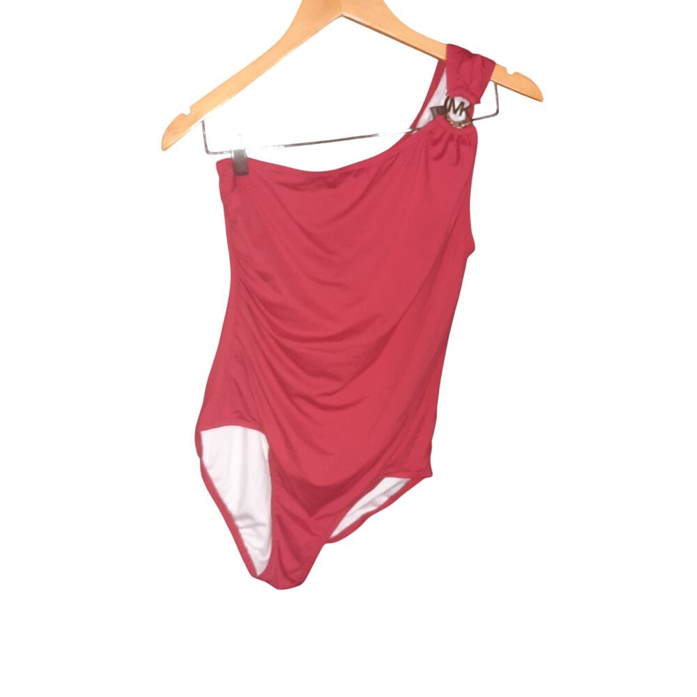 Michael Michael Kors Womens Red One Shoulder One Piece Swimsuit Size 12